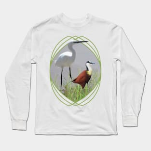 Little Egret and African Jacana are Birds in Kenya / Africa Long Sleeve T-Shirt